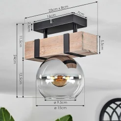 Plafonnier - Verre Montgomery Ecru, Noir, 1 Lumiere