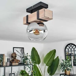 Plafonnier - Verre Montgomery Ecru, Noir, 1 Lumiere