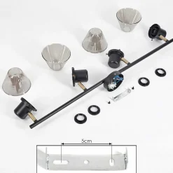 Plafonnier Abel Noir Dore, 4 Lumieres