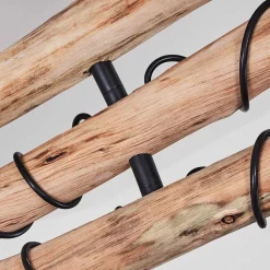 Plafonnier Ajaccio Bois Clair, Noir, 6 Lumieres