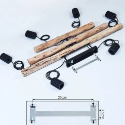 Plafonnier Ajaccio Bois Clair, Noir, 6 Lumieres