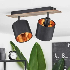 Plafonnier Alsen Bois Fonce, Noir, 2 Lumieres