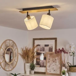 Plafonnier Alsen Bois Fonce, Noir, 2 Lumieres