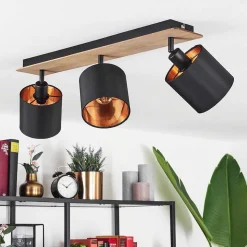 Plafonnier Alsen Bois Fonce, Noir, 3 Lumieres