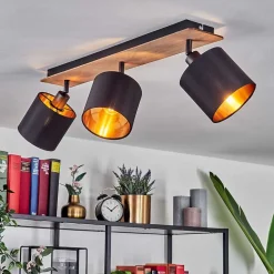 Plafonnier Alsen Bois Fonce, Noir, 3 Lumieres