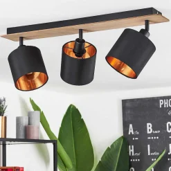 Plafonnier Alsen Bois Fonce, Noir, 3 Lumieres