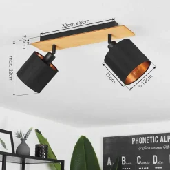 Plafonnier Alsen Brun, Noir, 2 Lumieres