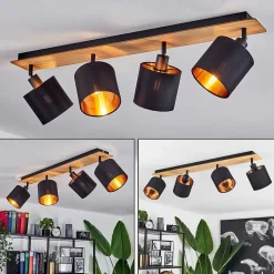 Plafonnier Alsen Ecru, Noir, 4 Lumieres