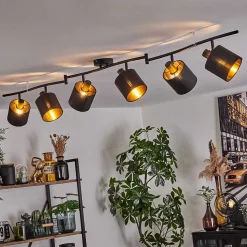 Plafonnier Alsen Noir, 6 Lumieres