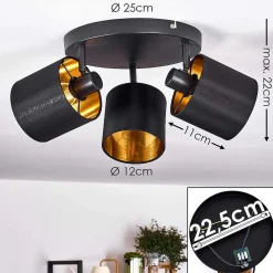 Plafonnier Alsen Noir, 3 Lumieres