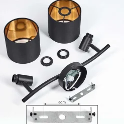 Plafonnier Alsen Noir, 2 Lumieres