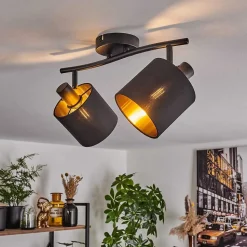 Plafonnier Alsen Noir, 2 Lumieres