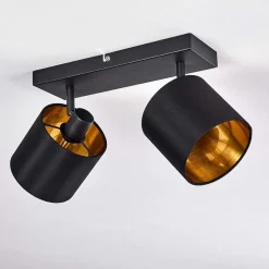 Plafonnier Alsen Noir Dore, 2 Lumieres