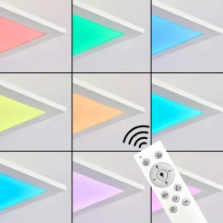 Plafonnier Antria Led Blanc, 1 Lumiere, Telecommandes, Changeur De Couleurs