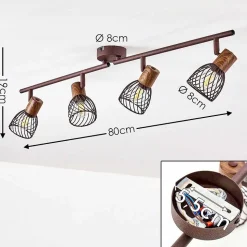 Plafonnier Arjen Brun, Rouille, 4 Lumieres