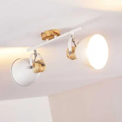 Plafonnier Banjul Bois Clair, Blanc, 2 Lumieres