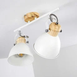 Plafonnier Banjul Bois Clair, Blanc, 2 Lumieres