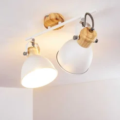 Plafonnier Banjul Bois Clair, Blanc, 2 Lumieres