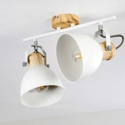 Plafonnier Banjul Bois Clair, Blanc, 2 Lumieres