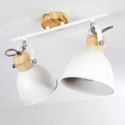 Plafonnier Banjul Bois Clair, Blanc, 2 Lumieres