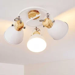 Plafonnier Banjul Bois Clair, Blanc, 3 Lumieres
