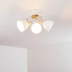 Plafonnier Banjul Bois Clair, Blanc, 3 Lumieres