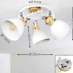 Plafonnier Banjul Bois Clair, Blanc, 3 Lumieres