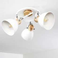 Plafonnier Banjul Bois Clair, Blanc, 3 Lumieres