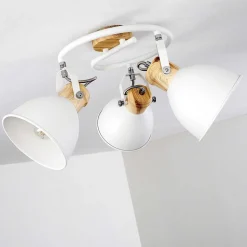 Plafonnier Banjul Bois Clair, Blanc, 3 Lumieres