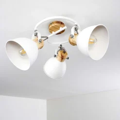 Plafonnier Banjul Bois Clair, Blanc, 3 Lumieres
