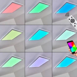 Plafonnier Bankura Led Blanc, 1 Lumiere, Telecommandes, Changeur De Couleurs