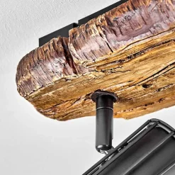 Plafonnier Bardhaman Bois Clair, Couleur Bois, Noir, 2 Lumieres