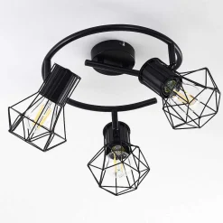 Plafonnier Bardhaman Noir, 3 Lumieres