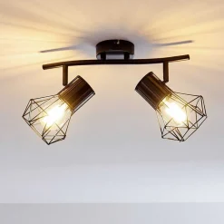 Plafonnier Bardhaman Noir, 2 Lumieres