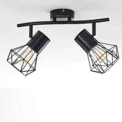 Plafonnier Bardhaman Noir, 2 Lumieres