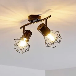 Plafonnier Bardhaman Noir, 2 Lumieres