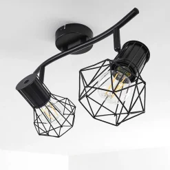 Plafonnier Bardhaman Noir, 2 Lumieres