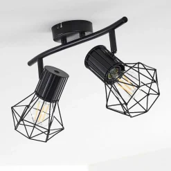 Plafonnier Bardhaman Noir, 2 Lumieres