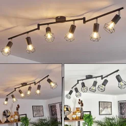 Plafonnier Baripada Anthracite, Chrome, 6 Lumieres