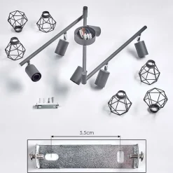 Plafonnier Baripada Anthracite, Chrome, 6 Lumieres