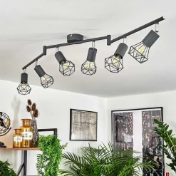 Plafonnier Baripada Anthracite, Chrome, 6 Lumieres