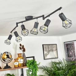 Plafonnier Baripada Anthracite, Chrome, 6 Lumieres