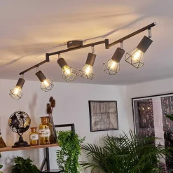 Plafonnier Baripada Anthracite, Chrome, 6 Lumieres