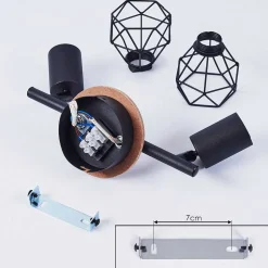 Plafonnier Baripada Bois Fonce, Noir, 2 Lumieres