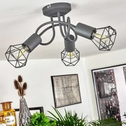 Plafonnier Baripada Gris, 3 Lumieres