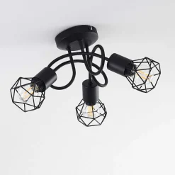 Plafonnier Baripada Noir, 3 Lumieres