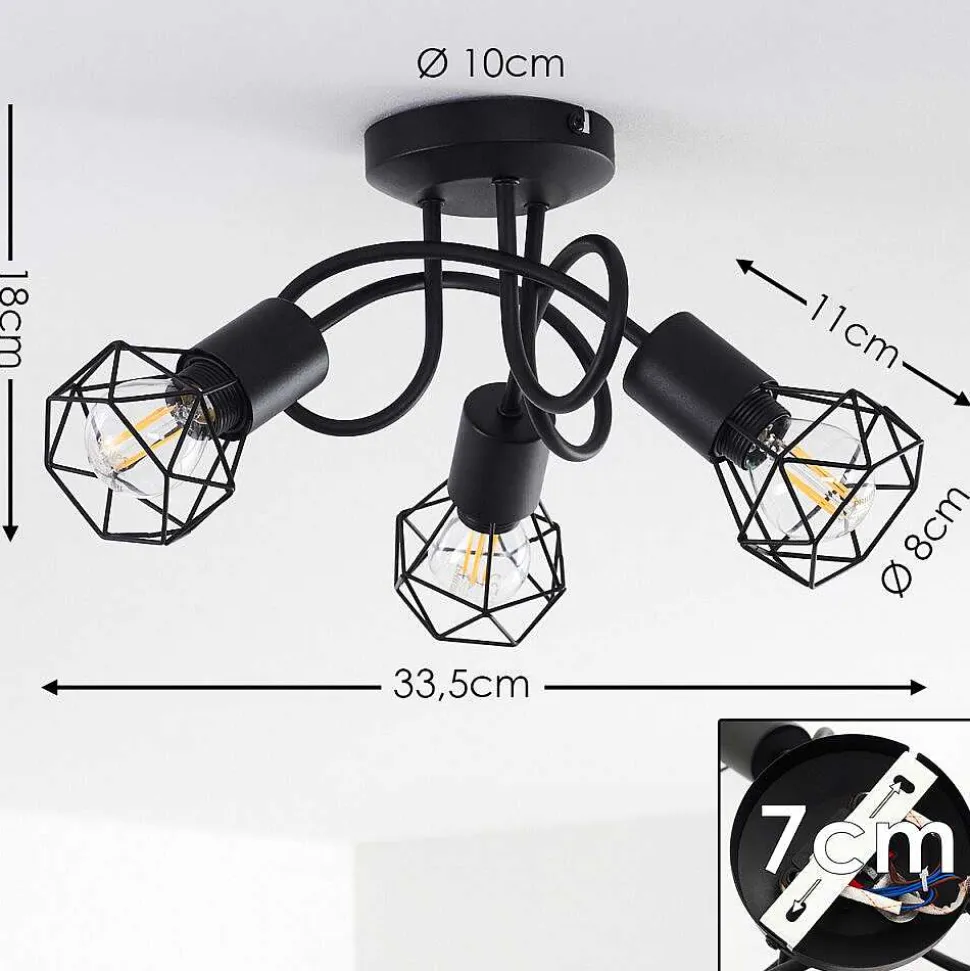 Plafonnier Baripada Noir, 3 Lumieres