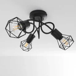 Plafonnier Baripada Noir, 3 Lumieres