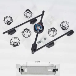 Plafonnier Baripada Noir, 6 Lumieres