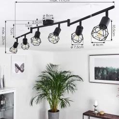 Plafonnier Baripada Noir, 6 Lumieres